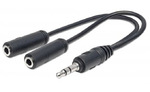 Кабель DeTech 3.5mm Stereo M - 2x 3.5mm F 0.15м