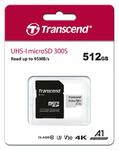 Карта памяти microSDXC 512Gb Class10 Transcend TS512GUSD300S-A 300S + adapter