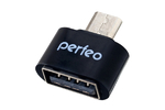 Переходник OTG micro USB штекер - USB 2.0 гнездо, черный, Perfeo PF-VI-O003