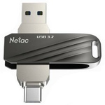 Память USB 3.0/USB Type-C 256 GB Netac US11, черный серебристый (NT03US11C-256G-32BK)