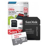 Карта памяти microSDXC [класс 10/UHS-I] 64GB SanDisk Ultra + SD адаптер (100/10Mb) (SDSQUNR-064G-GN3MA)