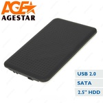 Внешний модуль AgeStar SUB2O7 2.5"SATA,алюминий+пластик черный, USB2.0