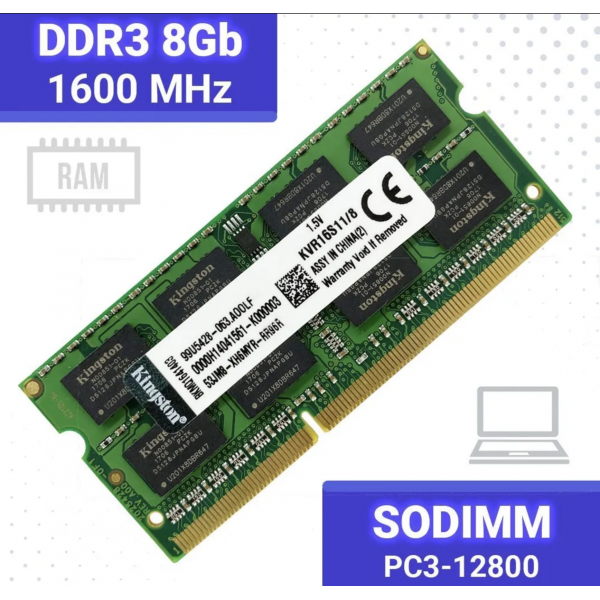 Оперативная память 8Gb DDR-III 1600MHz Kingston SO-DIMM (KVR16S11/8WP) Оперативная память 8Gb DDR-III 1600MHz Kingston SO-DIMM (KVR16S11/8WP)