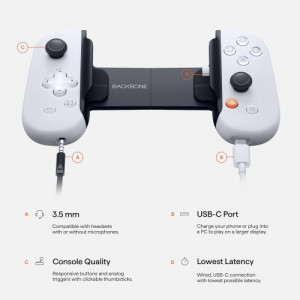 BACKBONE One Mobile Gaming Controller (Android and iPhone 15 USB-C PlayStation Edition White)