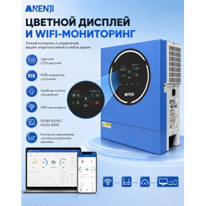 Инвертор автомобильный гибридный, ANENJI 5000 Вт 48 В Инвертор автомобильный гибридный, ANENJI 5000 Вт 48 В