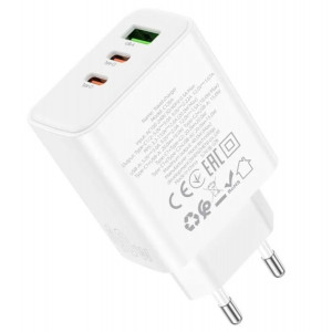 Сетевое зар./устр. Hoco C126A Pure power PD40W three-port(2C1A) charger(EU 40W 3A (PD+QC) универсальное белый Сетевое зар./устр. Hoco C126A Pure power PD40W three-port(2C1A) charger(EU 40W 3A (PD+QC) универсальное белый