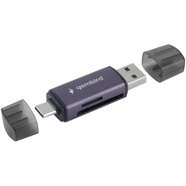Кард-ридер Gembird FD2-MSD-6/серый/TF/Micro-SD/Micro-SDHC/Micro-SDXC/SD/USB Type-C/USB (OTG)/алюминий Кард-ридер Gembird FD2-MSD-6/серый/TF/Micro-SD/Micro-SDHC/Micro-SDXC/SD/USB Type-C/USB (OTG)/алюминий