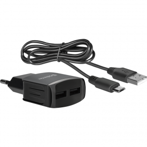 Зарядное устройство сетевое Defender UPC-24 2xUSB,5V/2.1А, кабель Type-C Зарядное устройство сетевое Defender UPC-24 2xUSB,5V/2.1А, кабель Type-C